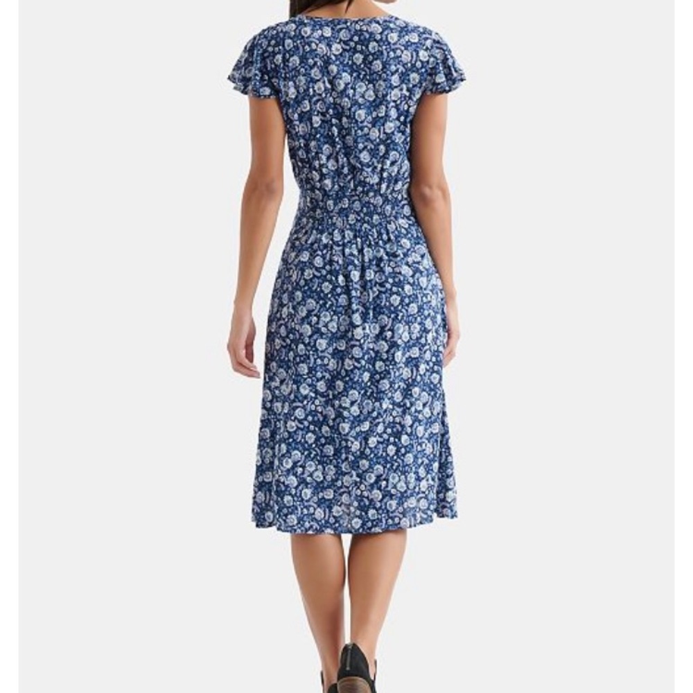 Lucky Brand Olivia Floral-Print Shirred Dress XS - Picture 3 of 7